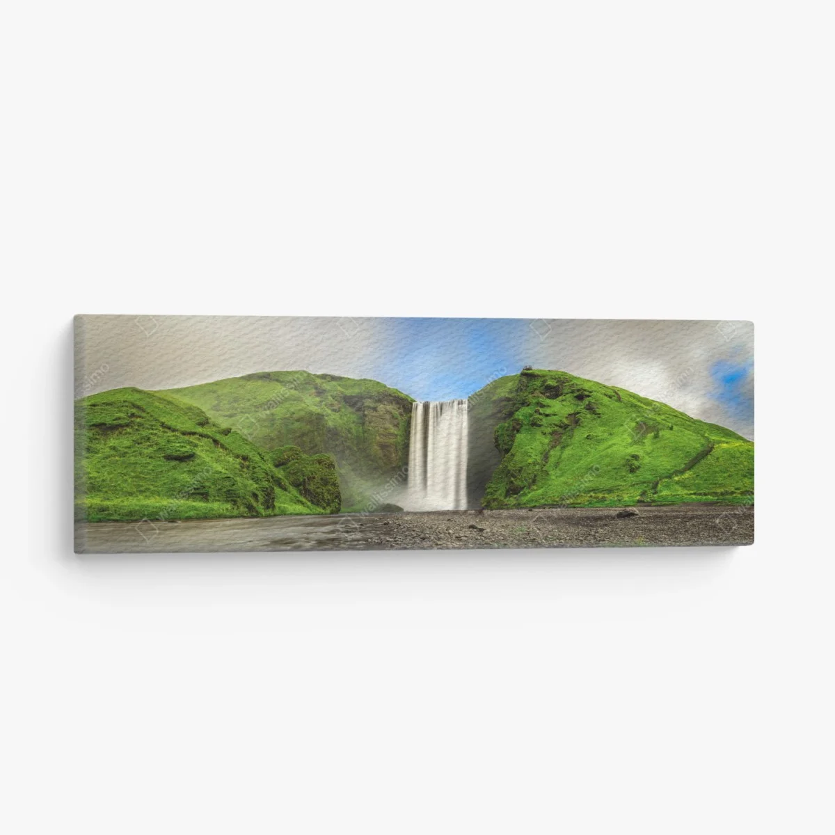 Cuadro en lienzo amanecer en Skógafoss, cascada y acantilados verdes – Pixers® Cuadro en lienzo amanecer en Skógafoss, cascada y acantilados verdes – Pixers®