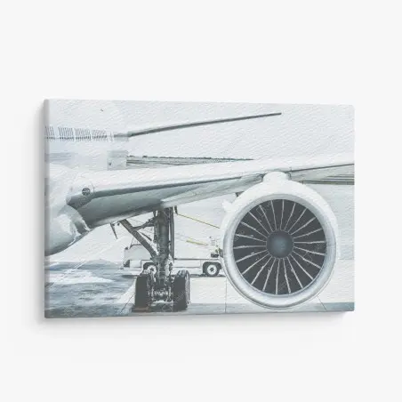 Cuadro en lienzo motor de avión en la terminal: esencia de viaje – Pixers®
