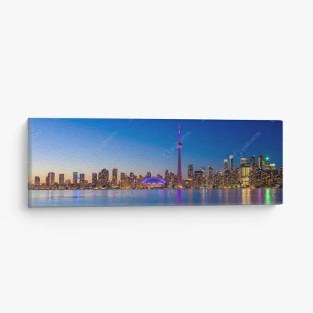 Cuadro en lienzo panorama nocturno de Toronto con la Torre CN – Pixers®