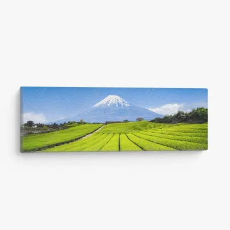 Cuadro en lienzo paisaje de campos de té con Monte Fuji al fondo – Pixers®