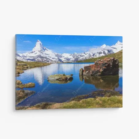 Cuadro en lienzo reflejo del Matterhorn en el lago Stellisee – Pixers®