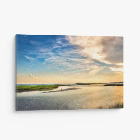 Cuadro en lienzo garza azul en la puesta de sol en Chesapeake Bay, Maryland – Pixers®
