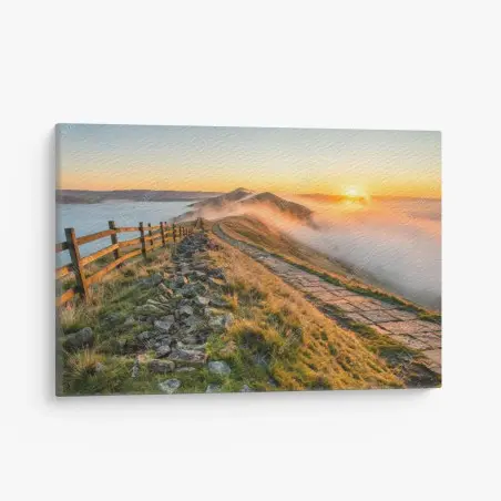 Cuadro en lienzo amanecer en la cresta neblinosa – Pixers®