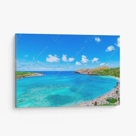 Cuadro en lienzo bahía de aguas turquesas y cielo azul – Pixers®