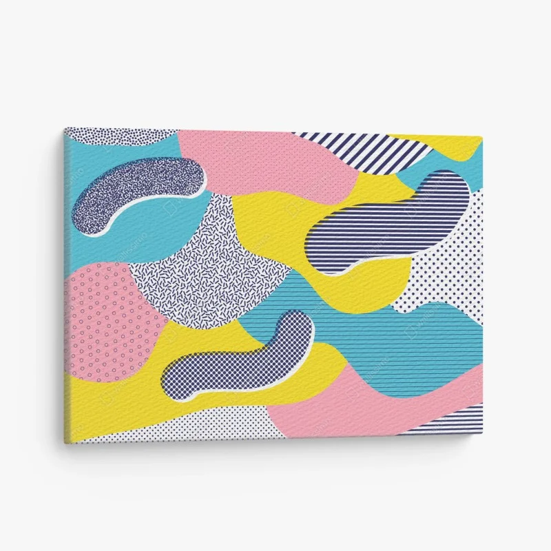 Cuadro en lienzo diseño colorido estilo Memphis con formas orgánicas