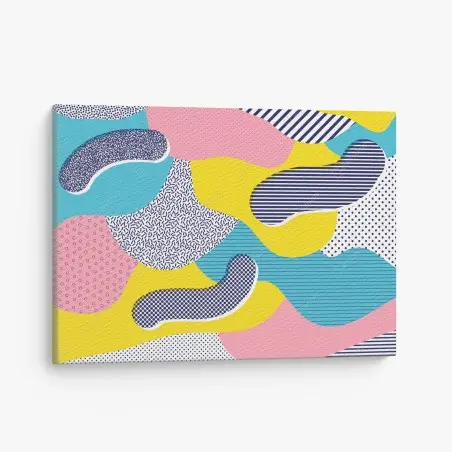 Cuadro en lienzo diseño colorido estilo Memphis con formas orgánicas – Pixers®