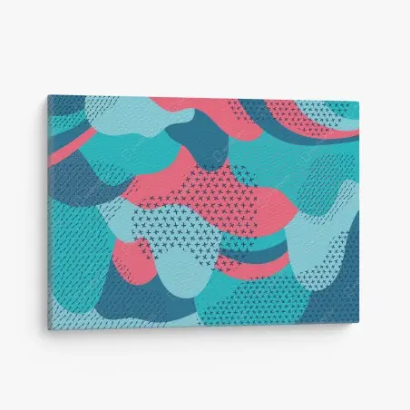 Cuadro en lienzo arte decorativo abstracto de formas orgánicas en tonos turquesa y rosa – Pixers®