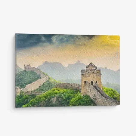 Cuadro en lienzo panorámica de la Gran Muralla China al atardecer – Pixers®