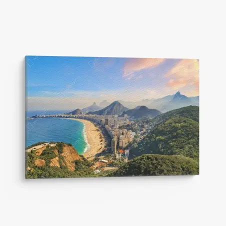 Cuadro en lienzo panorámica de Copacabana e Ipanema al atardecer – Pixers®