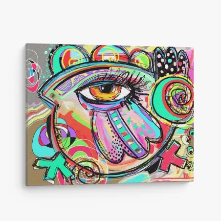 Cuadro en lienzo retrato pop abstracto vibrante – Pixers®