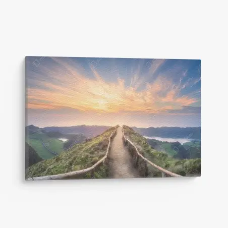 Cuadro en lienzo sendero hacia el amanecer sobre la laguna del cráter – Pixers®