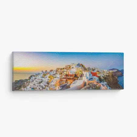 Cuadro en lienzo panorama de Santorini al atardecer – Pixers®