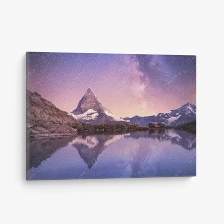Cuadro en lienzo reflejo nocturno en Matterhorn – Pixers®