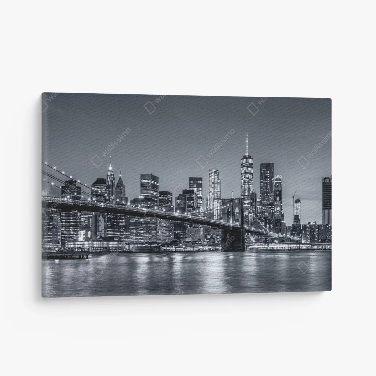 Cuadro en lienzo panorama nocturno de Nueva York: Manhattan y puente de Brooklyn – Pixers® Cuadro en lienzo panorama nocturno de Nueva York: Manhattan y puente de Brooklyn – Pixers®