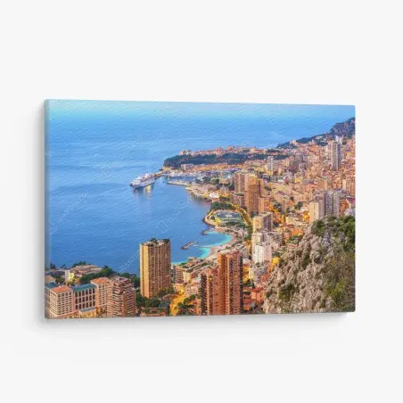 Cuadro en lienzo atardecer sobre Mónaco y Montecarlo – Pixers®