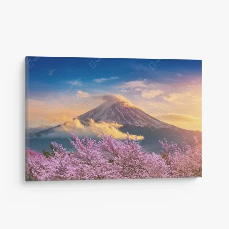 Cuadro en lienzo amanecer en Monte Fuji con cerezos en flor – Pixers®