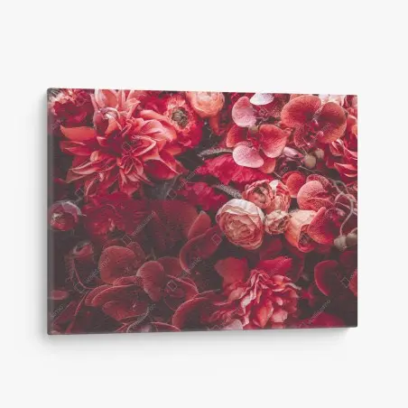 Cuadro en lienzo composición floral en tonos rojos – Pixers®