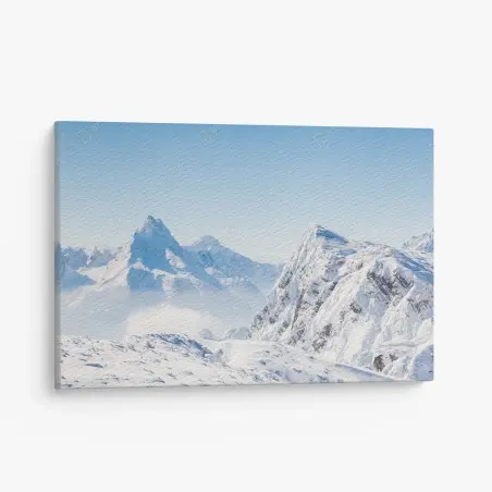 Cuadro en lienzo paisaje invernal de montañas nevadas – Pixers®