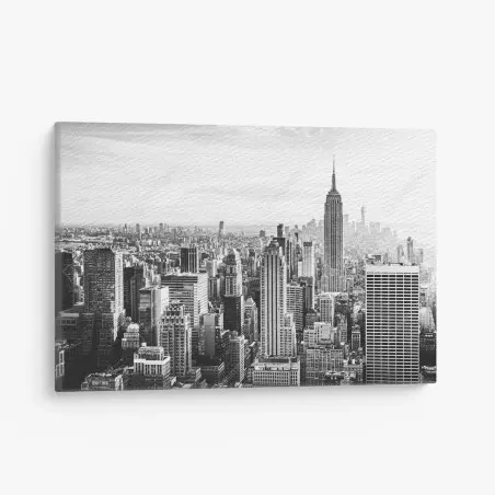 Cuadro en lienzo horizonte clásico de Nueva York en blanco y negro – Pixers®