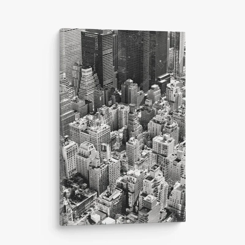 Cuadro en lienzo vista aérea en blanco y negro de Manhattan, Nueva York