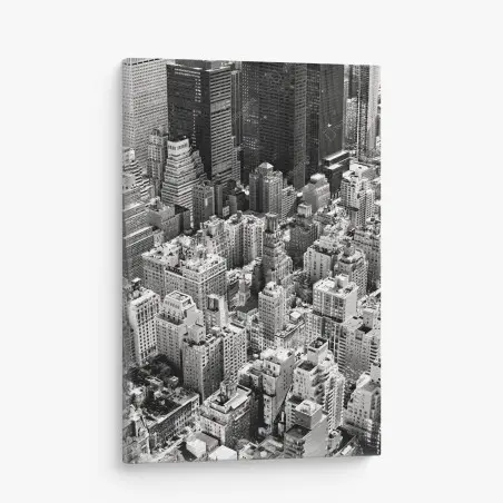 Cuadro en lienzo vista aérea en blanco y negro de Manhattan, Nueva York – Pixers®