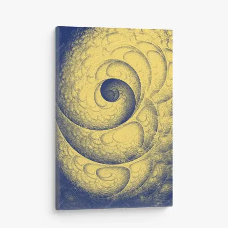 Cuadro en lienzo espiral fractal hipnótica en tonos amarillo y azul – Pixers®