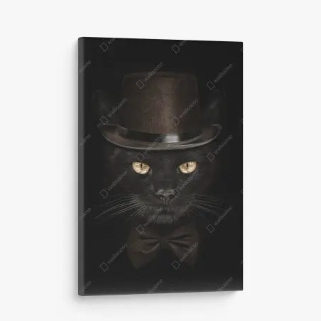 Cuadro en lienzo gato elegante con sombrero de copa y pajarita – Pixers®