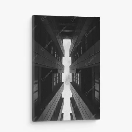 Cuadro en lienzo simetría arquitectónica en blanco y negro – Pixers®