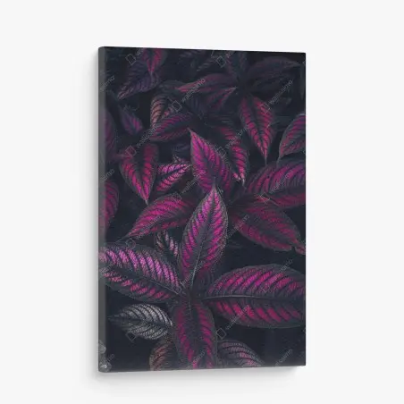 Cuadro en lienzo hojas en tonos magenta y morado – Pixers®