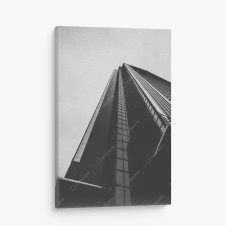 Cuadro en lienzo perspectiva urbana: rascacielos en blanco y negro – Pixers®