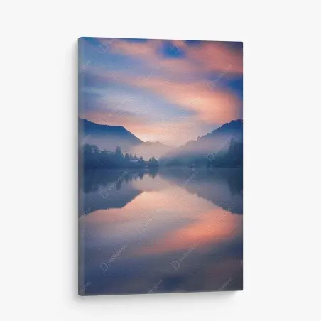 Cuadro en lienzo amanecer brumoso en el lago – Pixers®