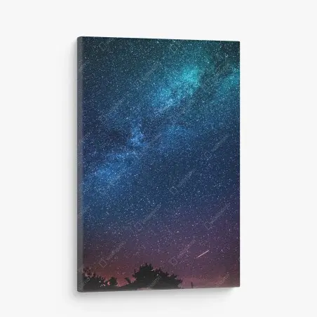 Cuadro en lienzo cielo estrellado y vía láctea en tonos azules – Pixers®