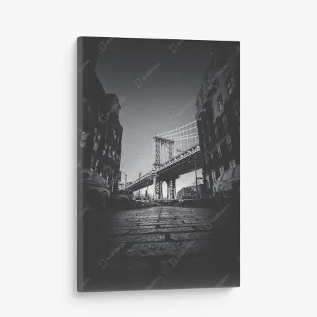 Cuadro en lienzo vista icónica del puente de Manhattan en blanco y negro – Pixers®