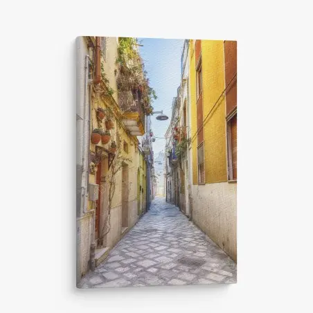 Cuadro en lienzo calle pintoresca del centro de Brindisi – Pixers®
