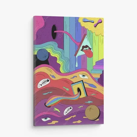 Cuadro en lienzo ondas psicodélicas y formas surrealistas – Pixers®