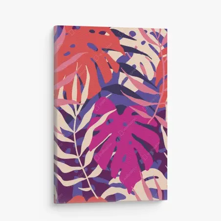 Cuadro en lienzo hojas tropicales retro en tonos pastel – Pixers®