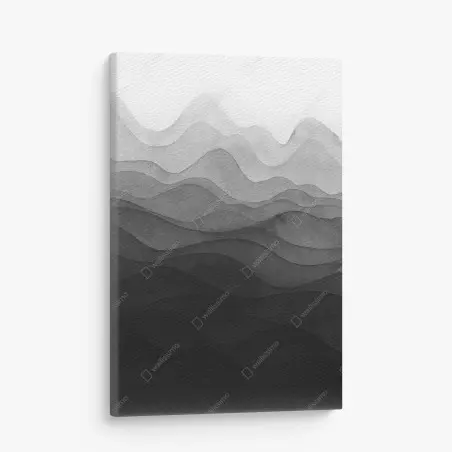 Cuadro en lienzo paisaje montañoso en capas de tinta negra – Pixers®