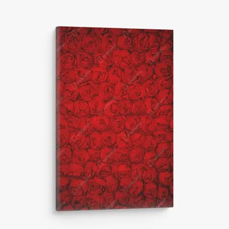 Cuadro en lienzo pared de rosas rojas en patrón repetitivo – Pixers®