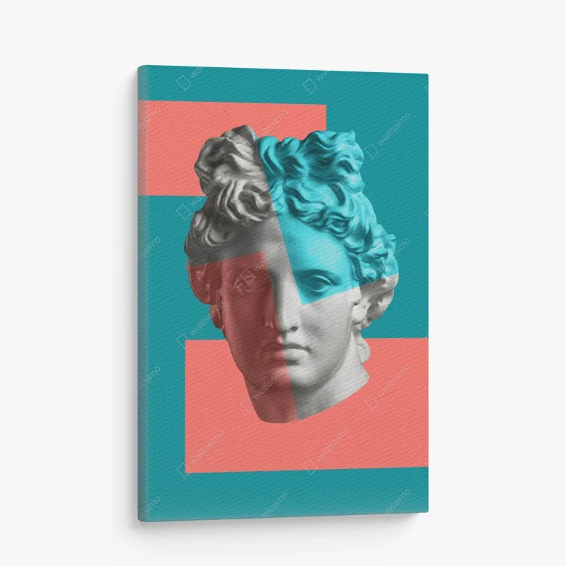 Cuadro en lienzo busto clásico pop en contraste de colores