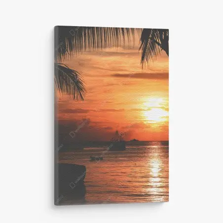 Cuadro en lienzo puesta de sol tropical sobre el mar – Pixers®