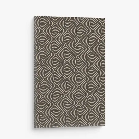 Cuadro en lienzo patrón de círculos concéntricos en tonos beige y negro – Pixers®