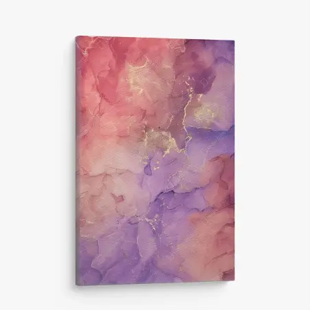 Cuadro en lienzo ensueño abstracto en rosa y morado con vetas doradas – Pixers®