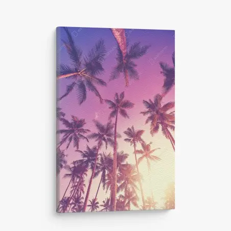 Cuadro en lienzo paraíso de palmeras al atardecer – Pixers®