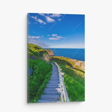 Cuadro en lienzo sendero costero hacia el mar bajo cielo azul – Pixers®