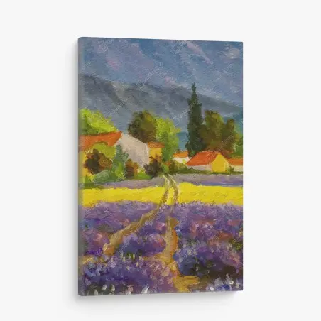 Cuadro en lienzo atardecer en la campiña de lavanda – Pixers®
