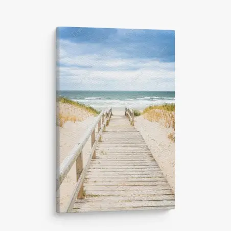 Cuadro en lienzo pasarela de madera hacia la playa de Sylt – Pixers®