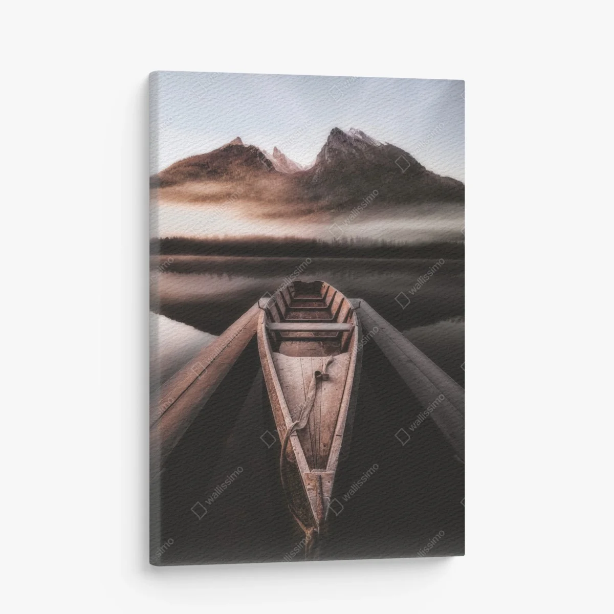 Cuadro en lienzo barca solitaria en lago montañoso entre niebla – Pixers® Cuadro en lienzo barca solitaria en lago montañoso entre niebla – Pixers®
