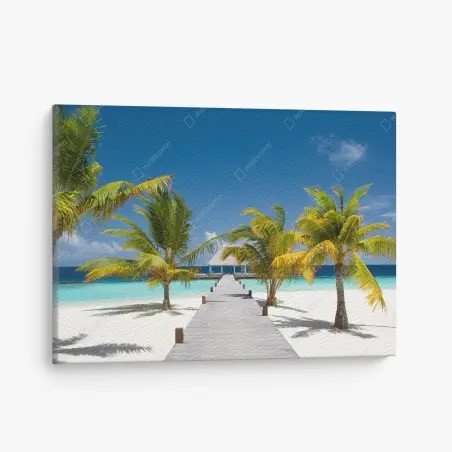 Cuadro en lienzo muelle tropical en playa de arena blanca – Pixers®