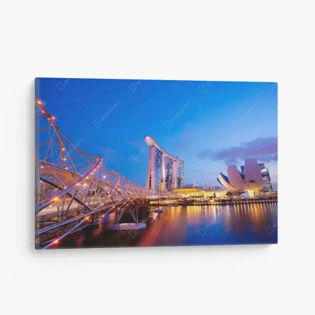 Cuadro en lienzo vistas nocturnas en Marina Bay, Singapur – Pixers®
