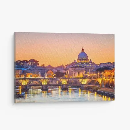 Cuadro en lienzo puesta de sol sobre Roma y la Basílica de San Pedro – Pixers®
